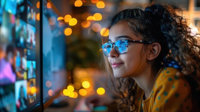 Students in a group video chat, solving virtual learning challenges, exchanging helpful online study tips