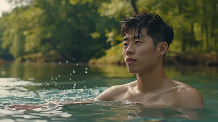 Fototapeta premium Man in the Water