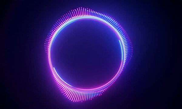 Neon Pulse: A vibrant, circular audio waveform pulsates with energy, set against a dark background. Ideal for music, technology, and abstract concepts.  