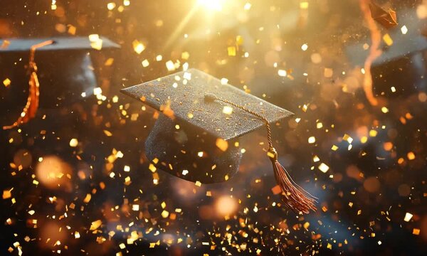 graduation cap with lights background