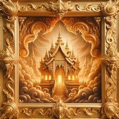 Fototapeta premium Golden Sanctum of the Sacred Temple Evokes the reverence and artistic mastery of Thai religious architecture.