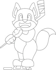 Cat Ice hockey Ice hockey stick Animal Vector Graphic Art Illustration