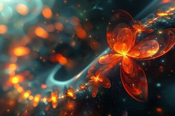 Detailed 3D floral arrangement creating an abstract pattern on a dark background 