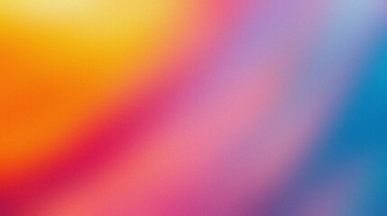 Obraz premium Abstract blurred gradient background. A vibrant, abstract background featuring a smooth blend of yellow, orange, pink, purple, and blue hues. Ideal for modern designs, presentations, and social media.