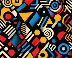 Obraz premium Bold and Vibrant Geometric Shapes Pattern in Contrasting Colors