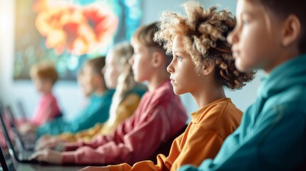 Obraz premium Students actively participating and replying in a classroom, capturing their engagement and enthusiasm with a vibrant educational setting 8K , high-resolution, ultra HD,up32K HD