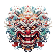 Fototapeta premium A colorful, stylized face with a red nose and mouth