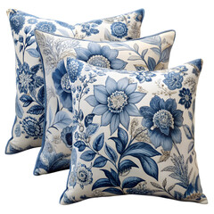 Elegant Blue Floral Patterned Decorative Pillows