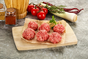 Raw beef meatball minced meat