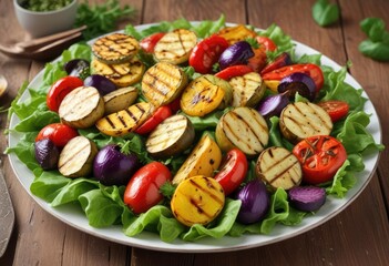 grilled vegetables on green salat