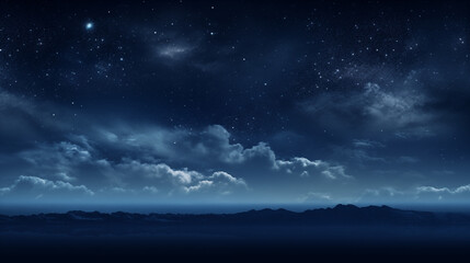Fototapeta premium Majestic Night Sky with Stars and Clouds Over a Vast Horizon