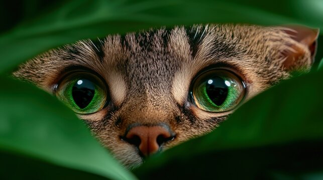 Funny Portrait Of A Domestic Cat In A Forest, Wilderness Theme