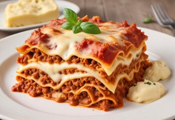 lasagna with mince and cream sauce, ai