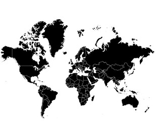 World map on white background, vector illustration isolated for website layouts, background, education. World map without text, empty. Accurate, customizable, travel around the world, map silhouette