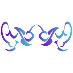 Colorful Neo Tribal Tattoo Illustration. Y2k Streetwear Logo. Isolated on White Background.