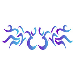 Colorful Neo Tribal Tattoo Illustration. Y2k Streetwear Logo. Isolated on White Background.