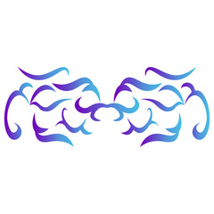 Colorful Neo Tribal Tattoo Illustration. Y2k Streetwear Logo. Isolated on White Background.