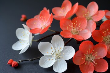 Fototapeta premium Detailed 3D floral border with a copy space in the center, set against a dark backdrop