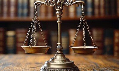 Justice scales in the library