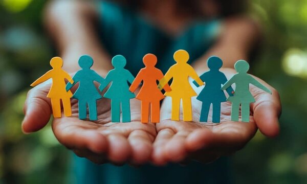 Unity and Diversity Hands Holding Paper People