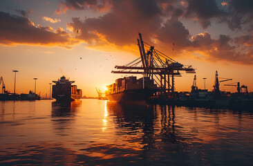 Fototapeta premium Freight transport import and export terminal