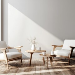 A white room with a white wall and a white chair