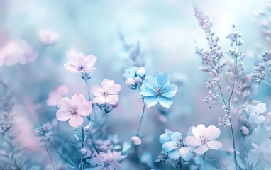 Delicate Flowers in a Soft Blue Hues