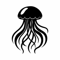 Fototapeta premium Cartoon type octopus silhouette on white background