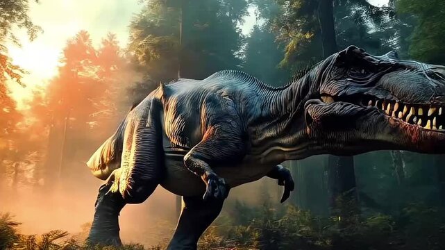 Photorealistic beautiful and scary dinosaurus T-rex