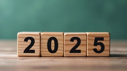 2025 made with wooden blocks cubes financial planning for a new beginning organization milestone