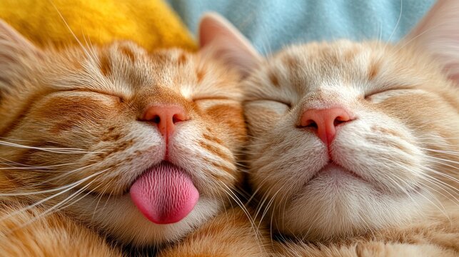 Cats Cleaning Themselves With Their Tongues