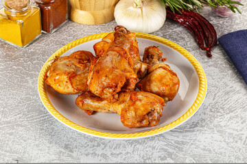 Raw marinated chicken drumstick for cooking