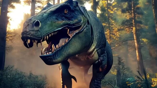 Photorealistic beautiful and scary dinosaurus T-rex