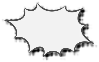 Fotobehang Pop Art Manga speech bubble. Comic text frame with pop art halftone dotted effect. Balloon chat shape for dialog. Cloud for shock shout and scream action messages. Irregular cartoon decoration.  © Chorna_L