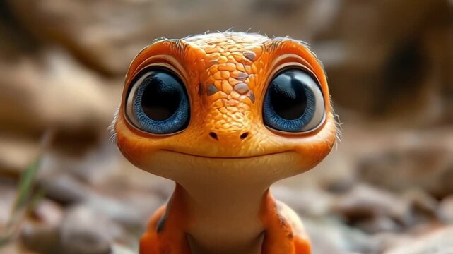 baby dinosaurus or dragon with big eyes