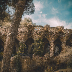detail of Parc Guell in Barcelona Spain