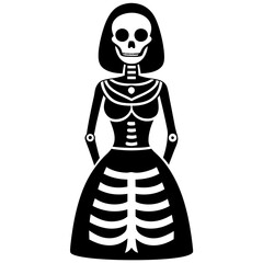 Single Catrina Skeletons black art vector illustration