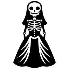 Single Catrina Skeletons black art vector illustration