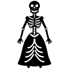 Single Catrina Skeletons black art vector illustration
