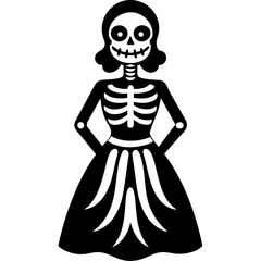 Single Catrina Skeletons black art vector illustration