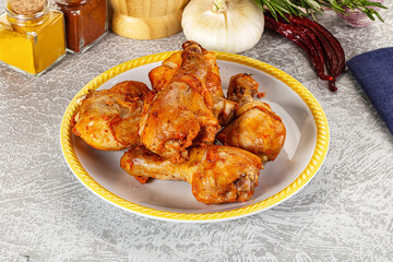 Raw marinated chicken drumstick for cooking