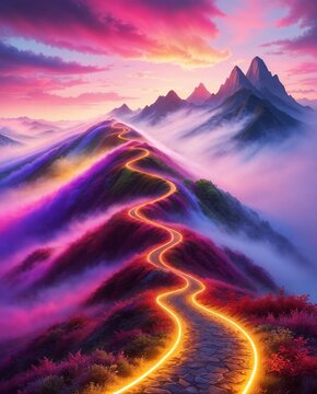 sunset over the mountains