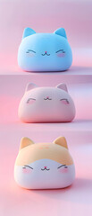 Adorable clay ,a child sleeping pillow of different varieties, muted pastels, 3D clay icon, Blender 3d, kawaii pillow, cute tiny model	