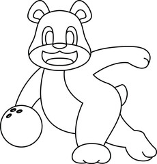 Bear Bowling Bowling ball Animal Vector Graphic Art Illustration