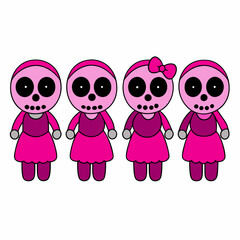 4 set Catrina Skeletons art vector illustration