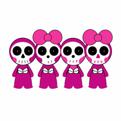 4 set Catrina Skeletons art vector illustration