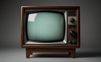 Studio photography of an antique television.
