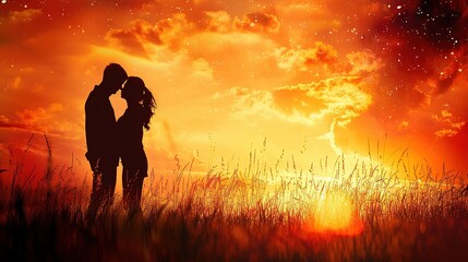 Fototapeta premium Embracing Love at Sunset