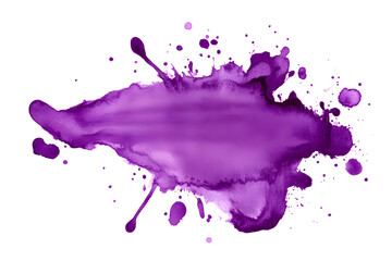 Purple watercolor splatter stain isolated on white background
