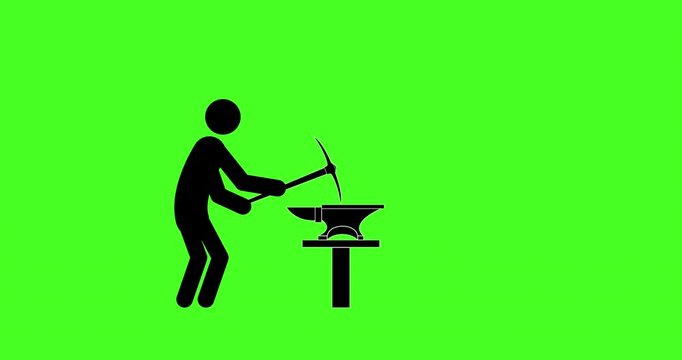 Cryptocurrency mining equipment on green background, flat 4K animation.